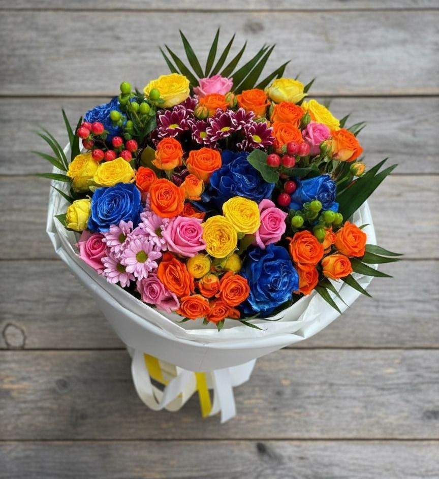 Букет цветов из: Розы и Хризантемы в Аржановской