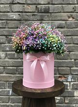 Цветочная композиция из Гипсофила и Розы в шляпной коробке в Аржановской