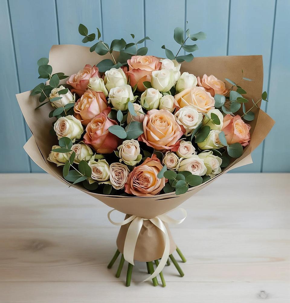 Букет цветов из: Альстромерии и Розы в Аржановской