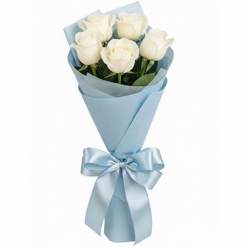 Букет 5 Белых роз Проуд в Аржановской