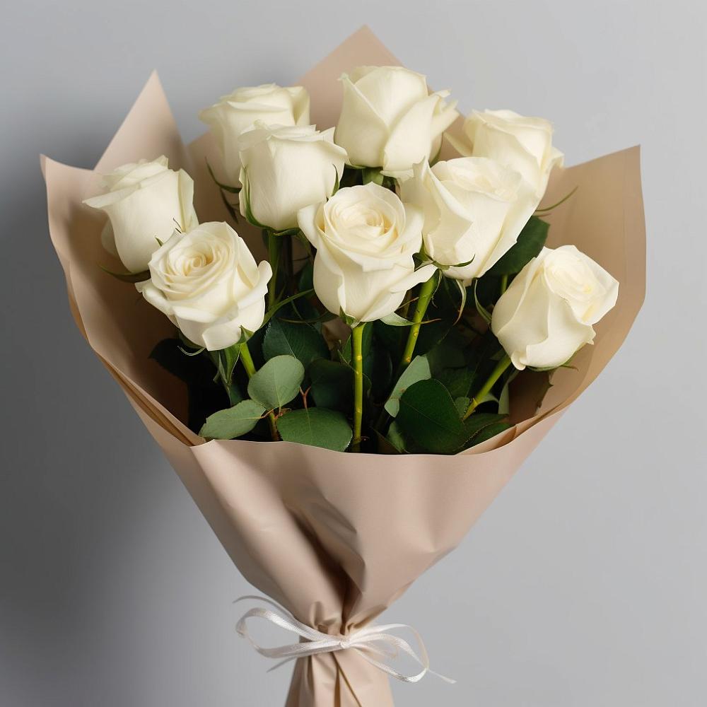 Букет 9 Белых роз Эдлесс Лав в Аржановской