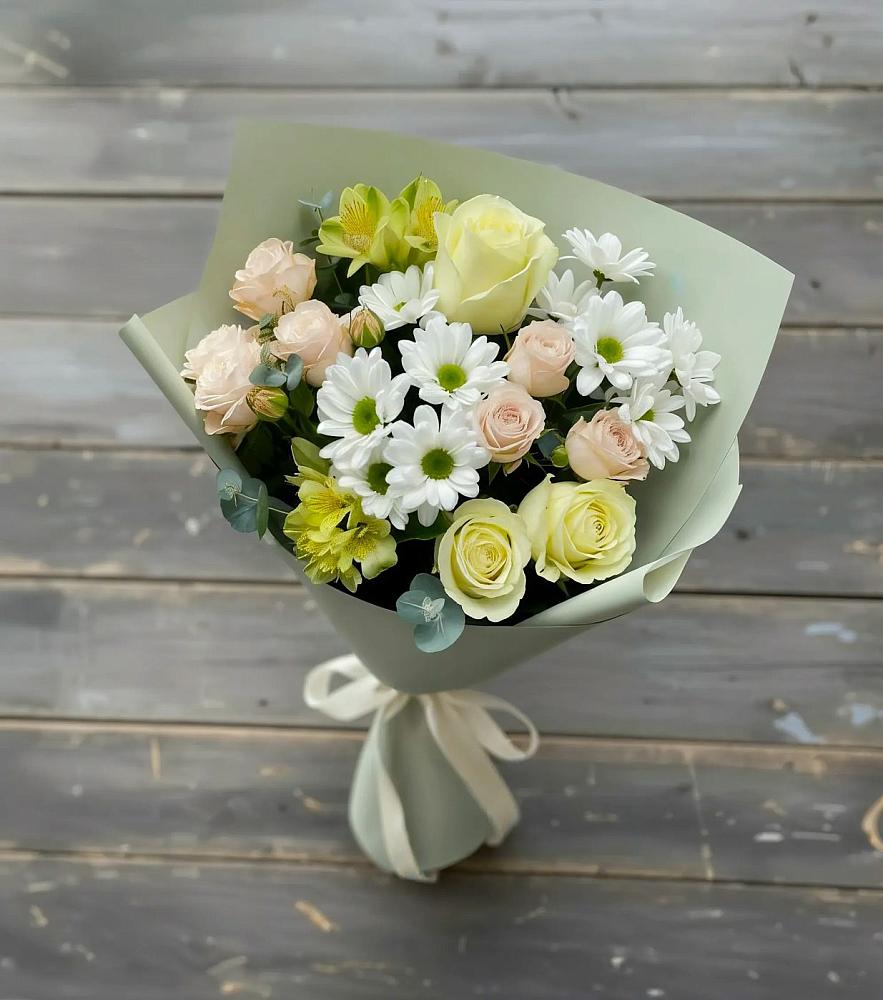 Букет цветов из: Альстромерии, Розы и Хризантемы в Аржановской