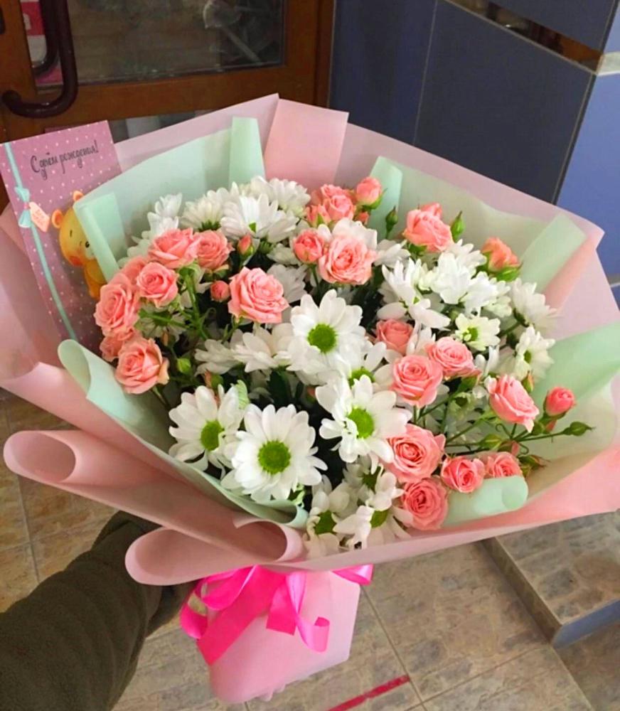 Букет цветов из: Розы и Хризантемы в Аржановской