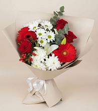 Букет цветов из:  Розы, Хризантемы, Герберы и Лилии в Аржановской