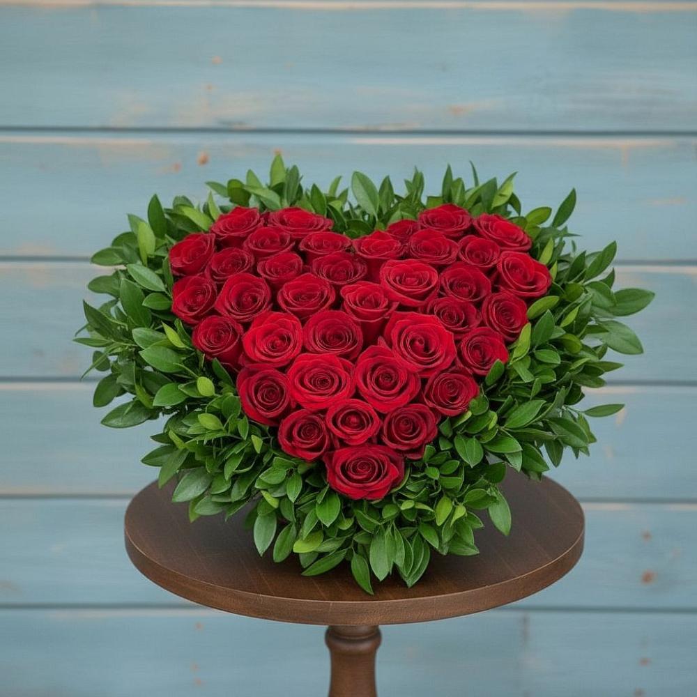 Цветочная композиция из Розы в виде сердца в Аржановской