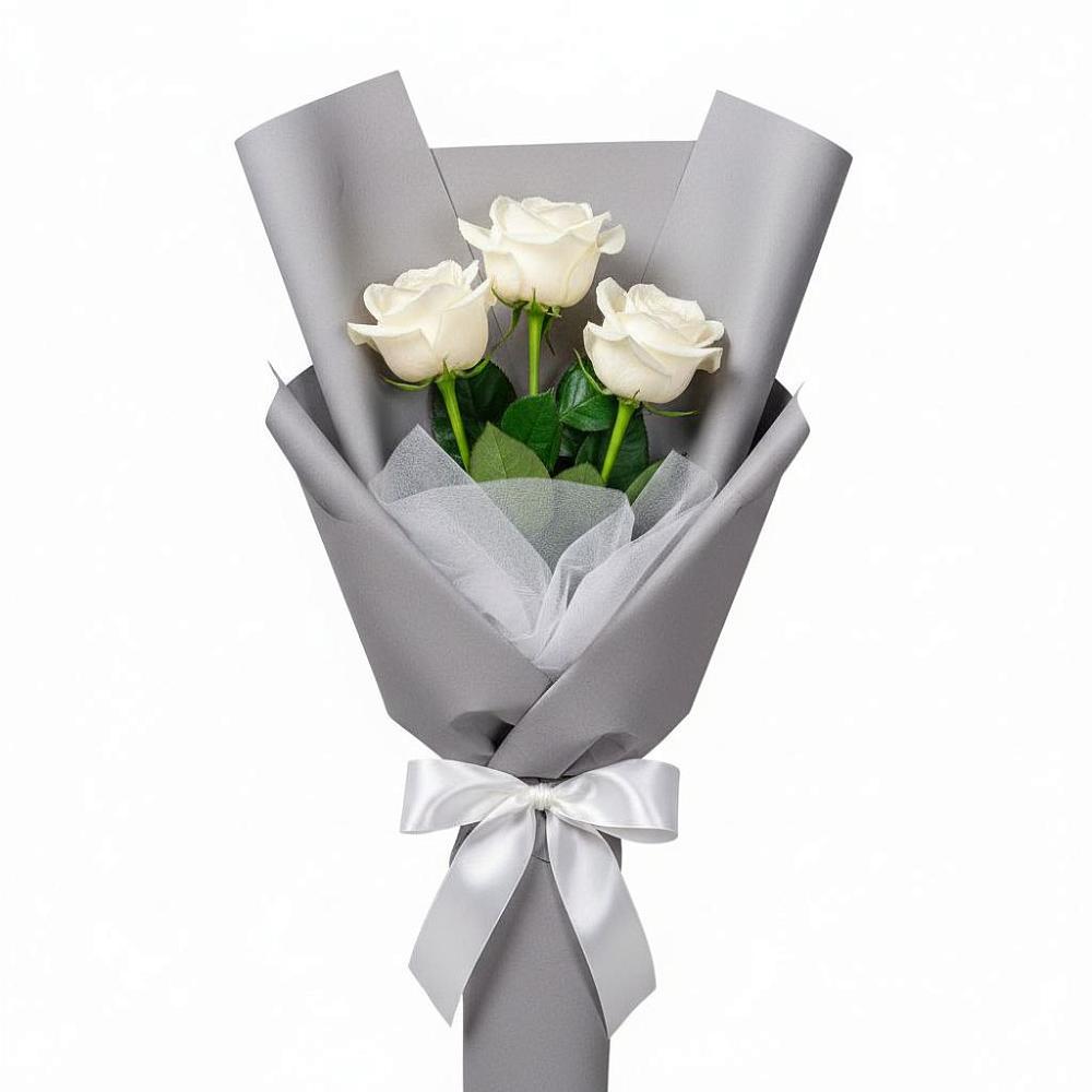Букет 3 белые розы в Аржановской