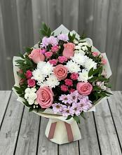 Букет цветов из:  Альстромерии, Гвоздики, Розы и Хризантемы в Аржановской