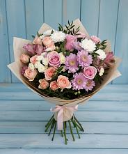 Букет цветов из:  Хризантемы, Розы и Альстромерии в Аржановской
