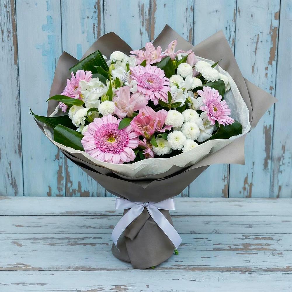 Букет цветов из: Герберы, Альстромерии и Хризантемы в Аржановской