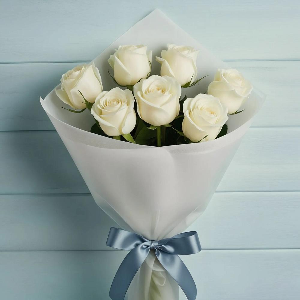 Букет 7 Белых роз Эдлесс Лав в Аржановской
